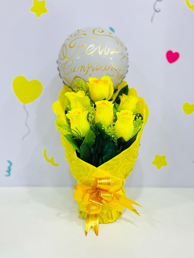 Ramo Rosas Amarillas Globo